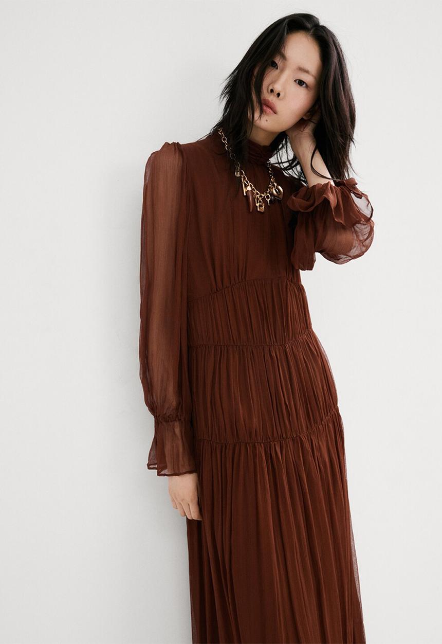 MANGO - Dress sienna- dark brown