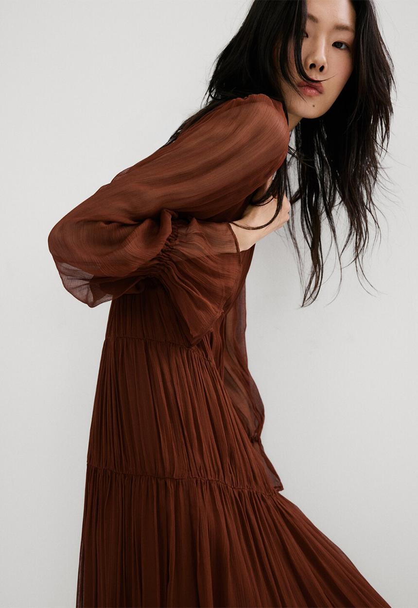 MANGO - Dress sienna- dark brown