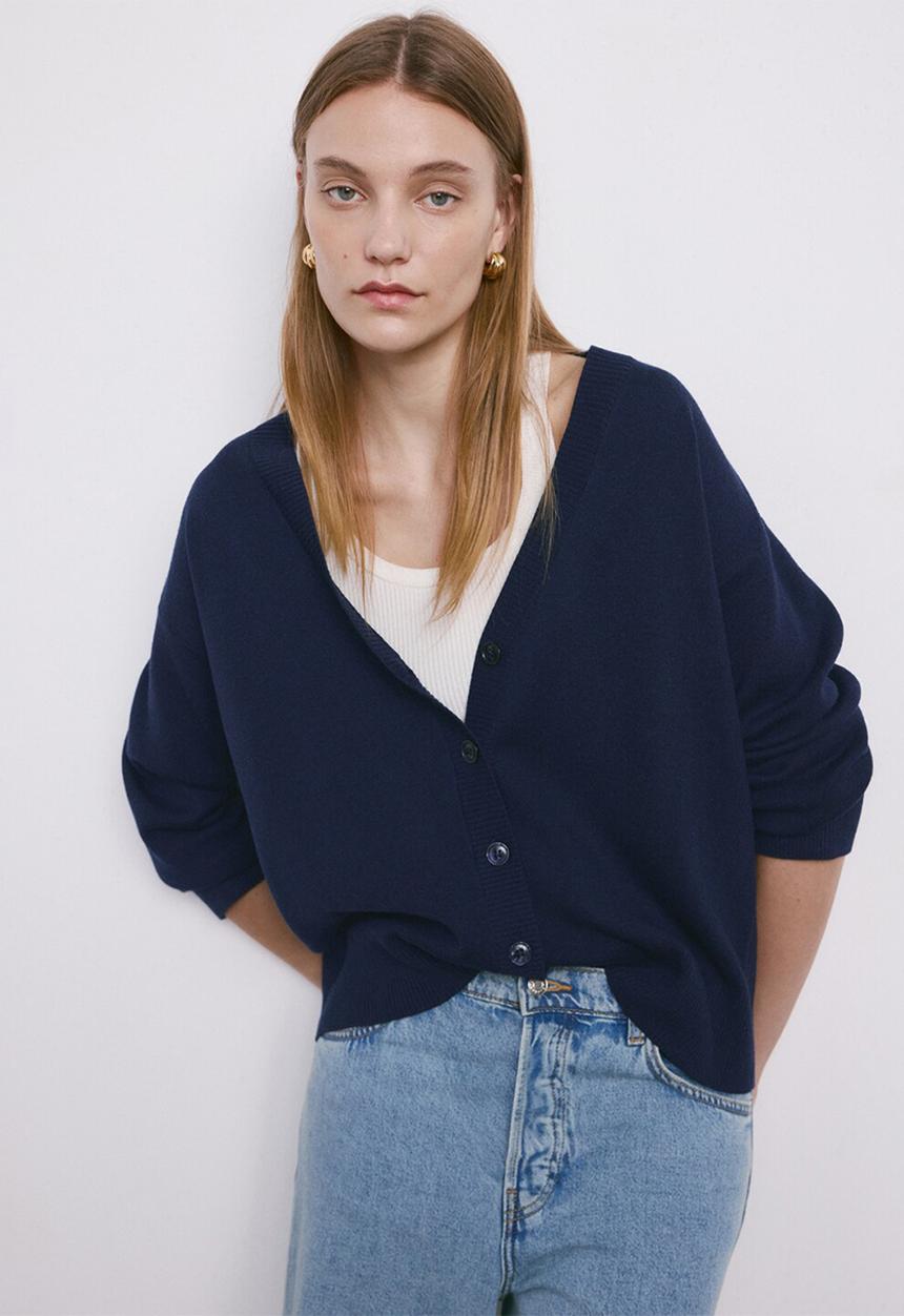 MANGO - Cardigan brunins - navy