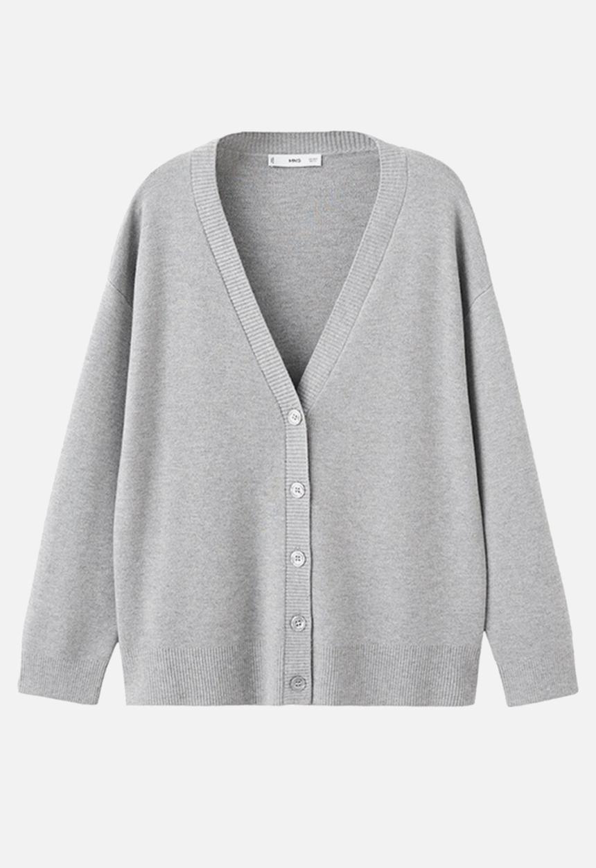 MANGO - Cardigan brunins- medium gray