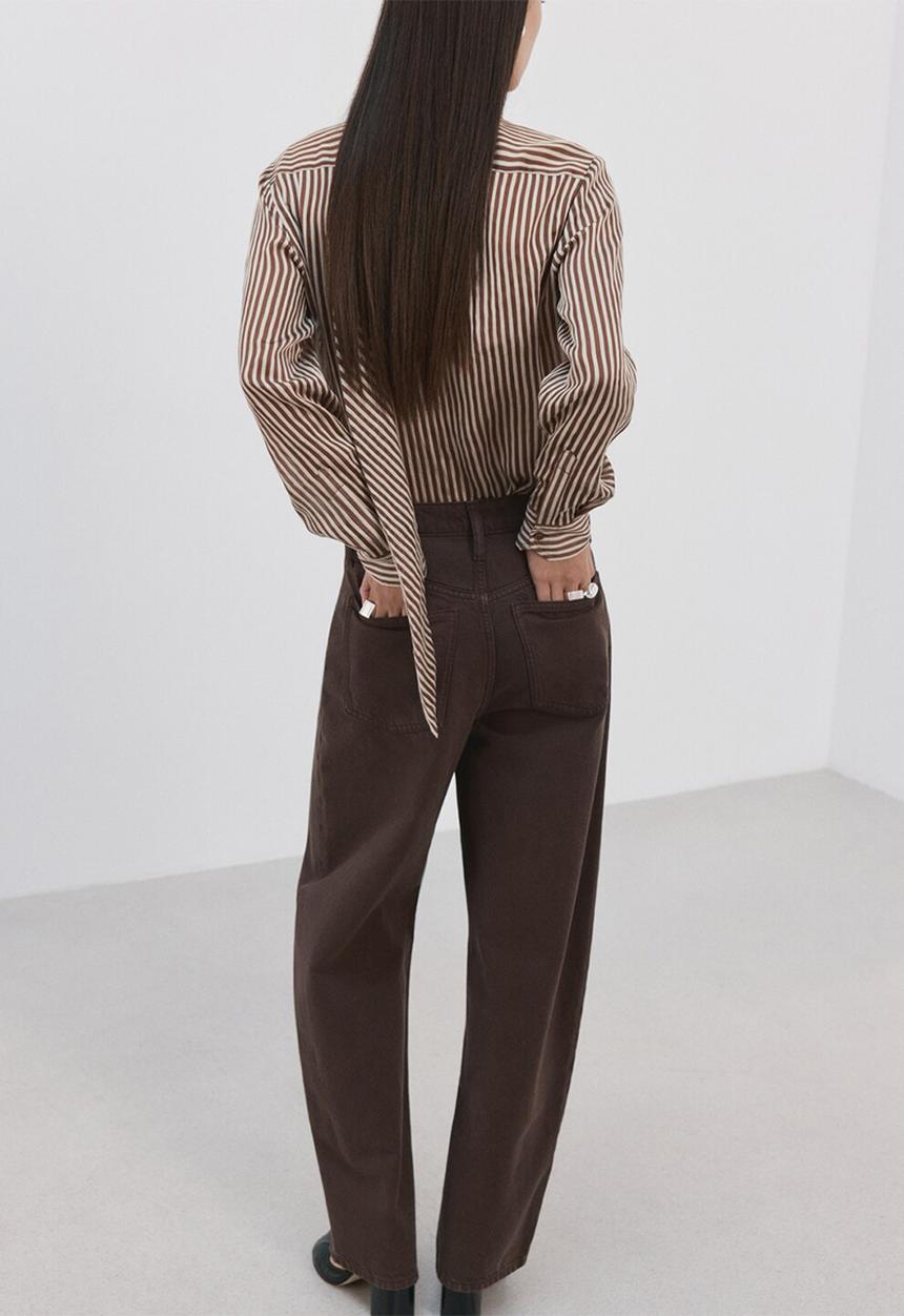 MANGO - Blouse corbat- brown