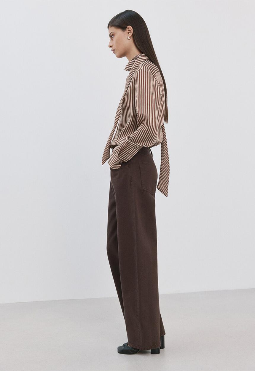 MANGO - Blouse corbat- brown