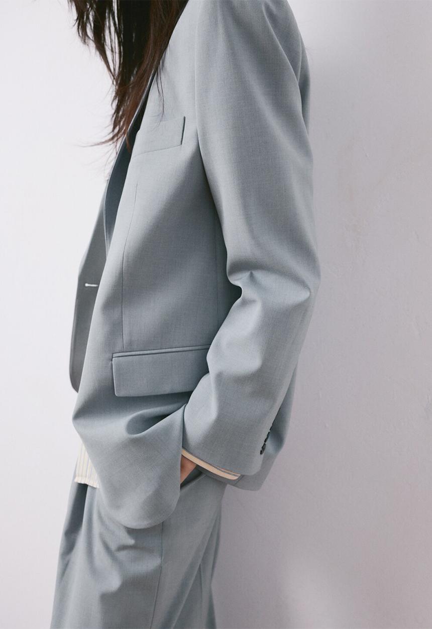 MANGO - Blazer nat- medium blue