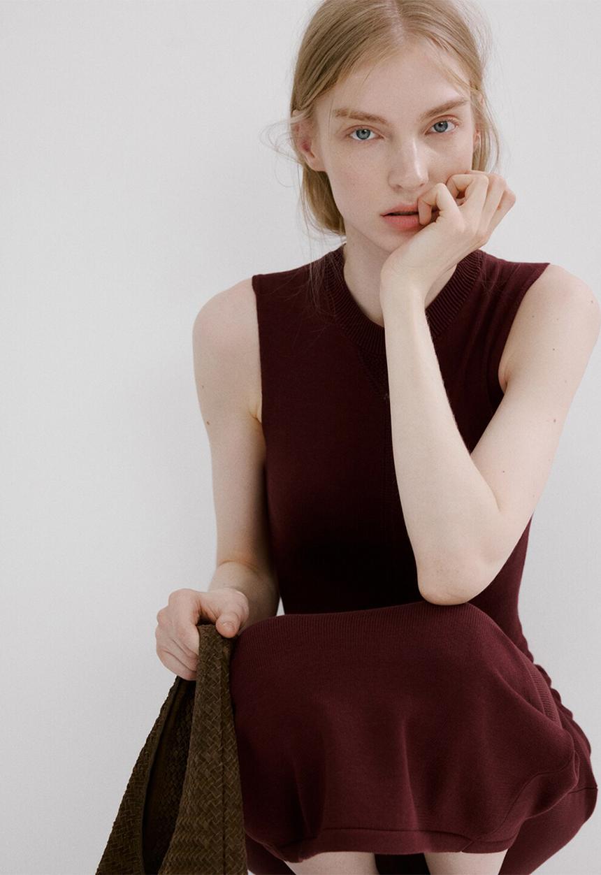 MANGO - Dress apre - dark red