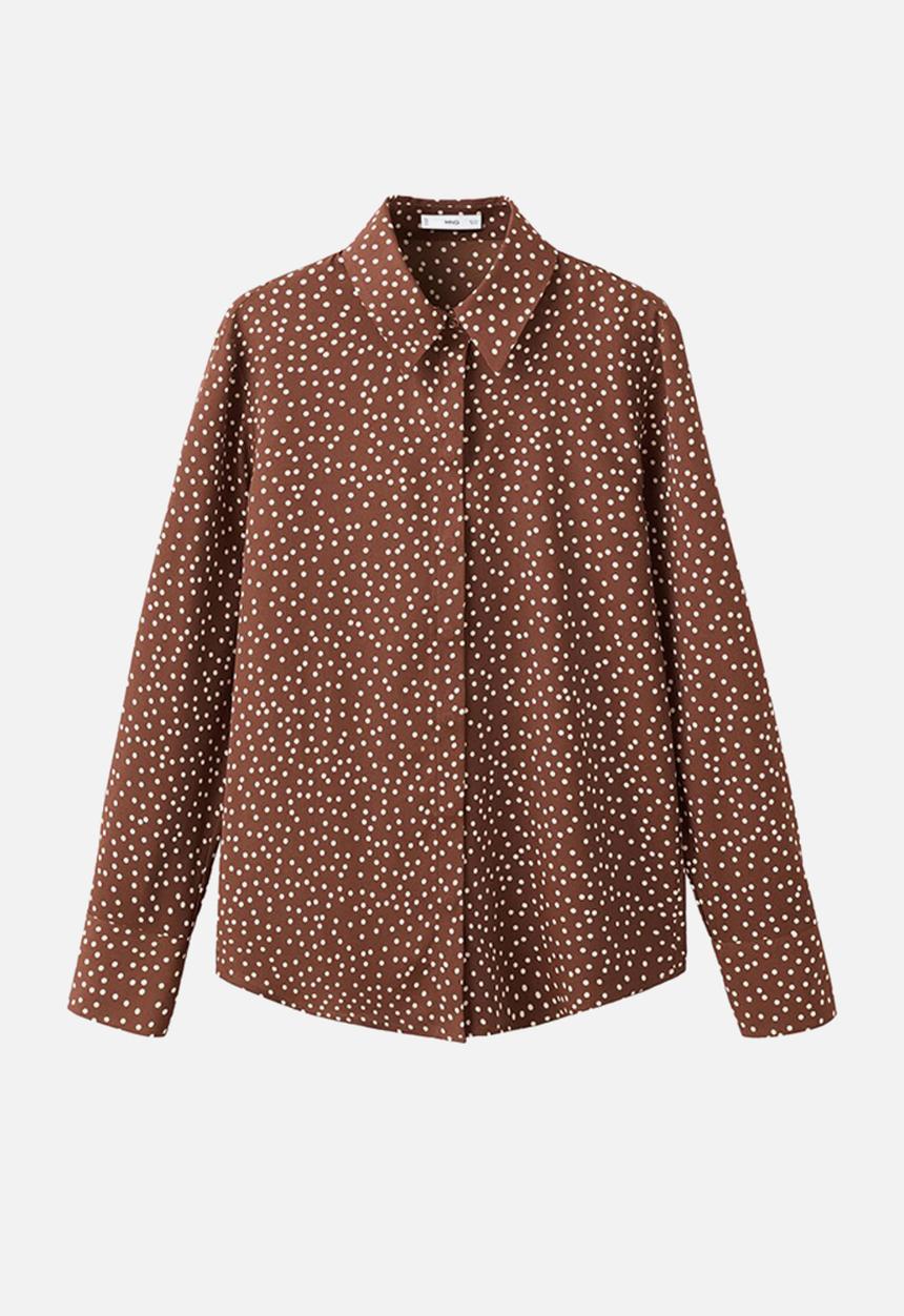 MANGO - Shirt basic- medium brown