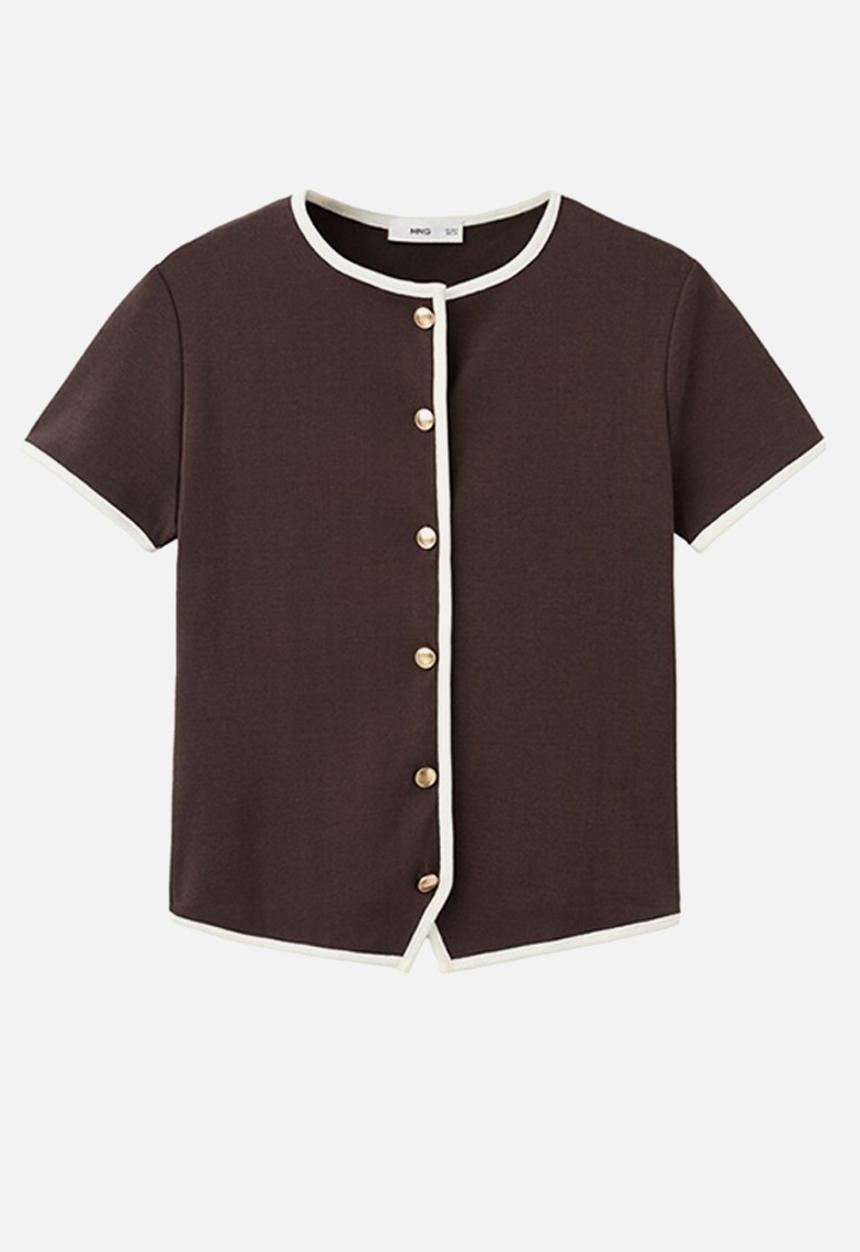 MANGO - T-Shirt Portbi - Dark Brown