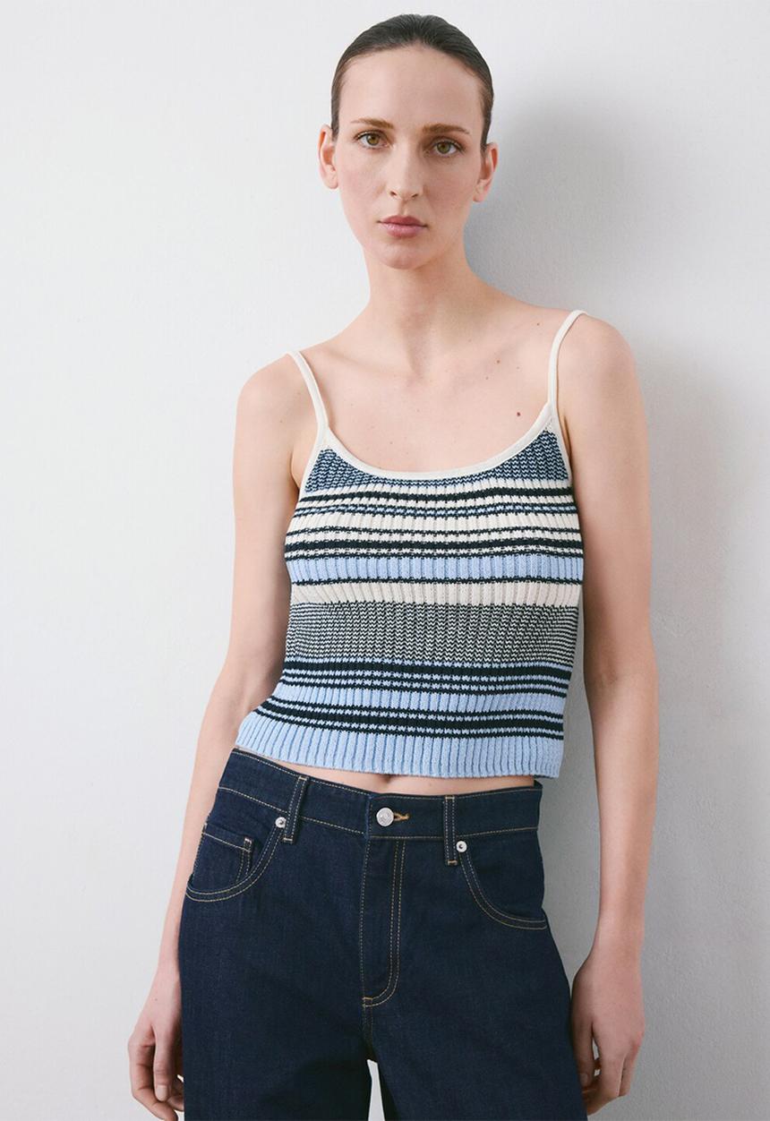 MANGO - Top mina- medium blue