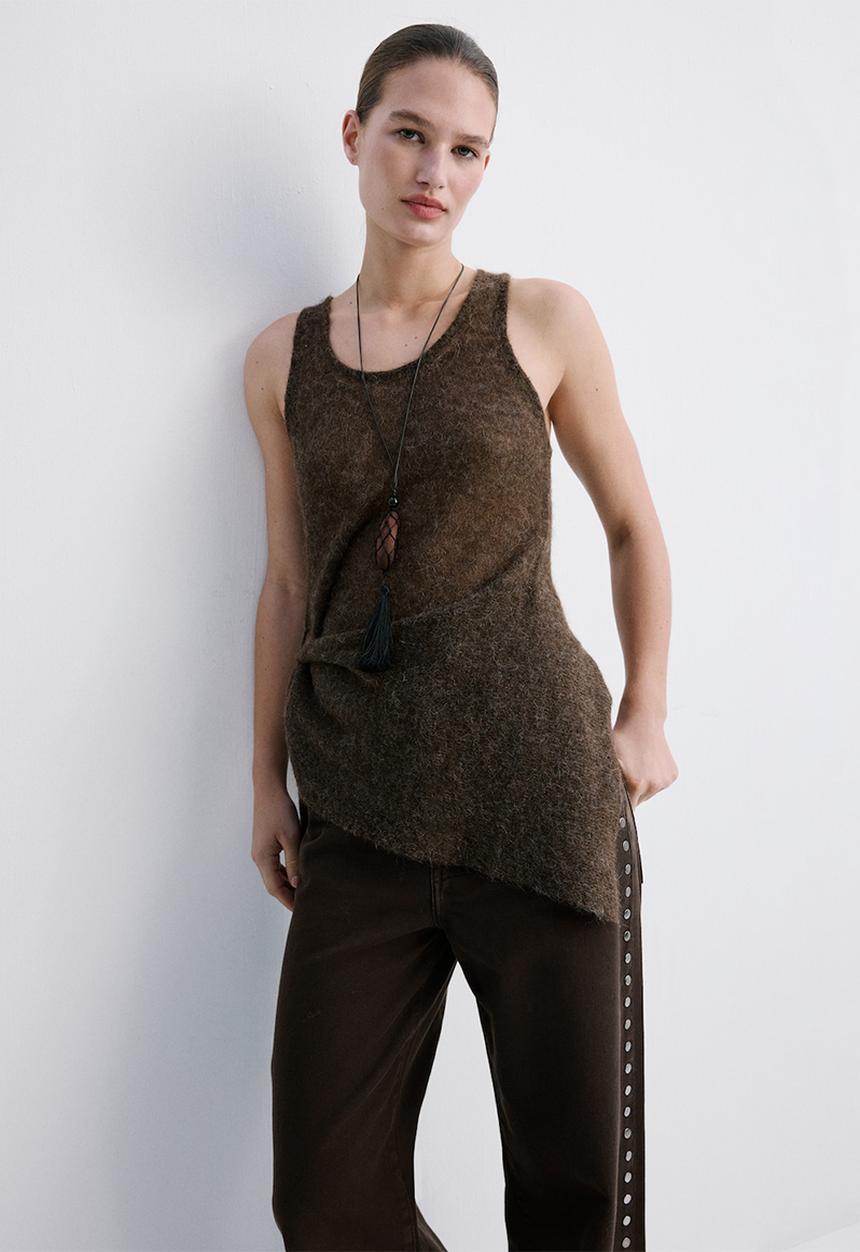 MANGO - Jeans studs- dark brown