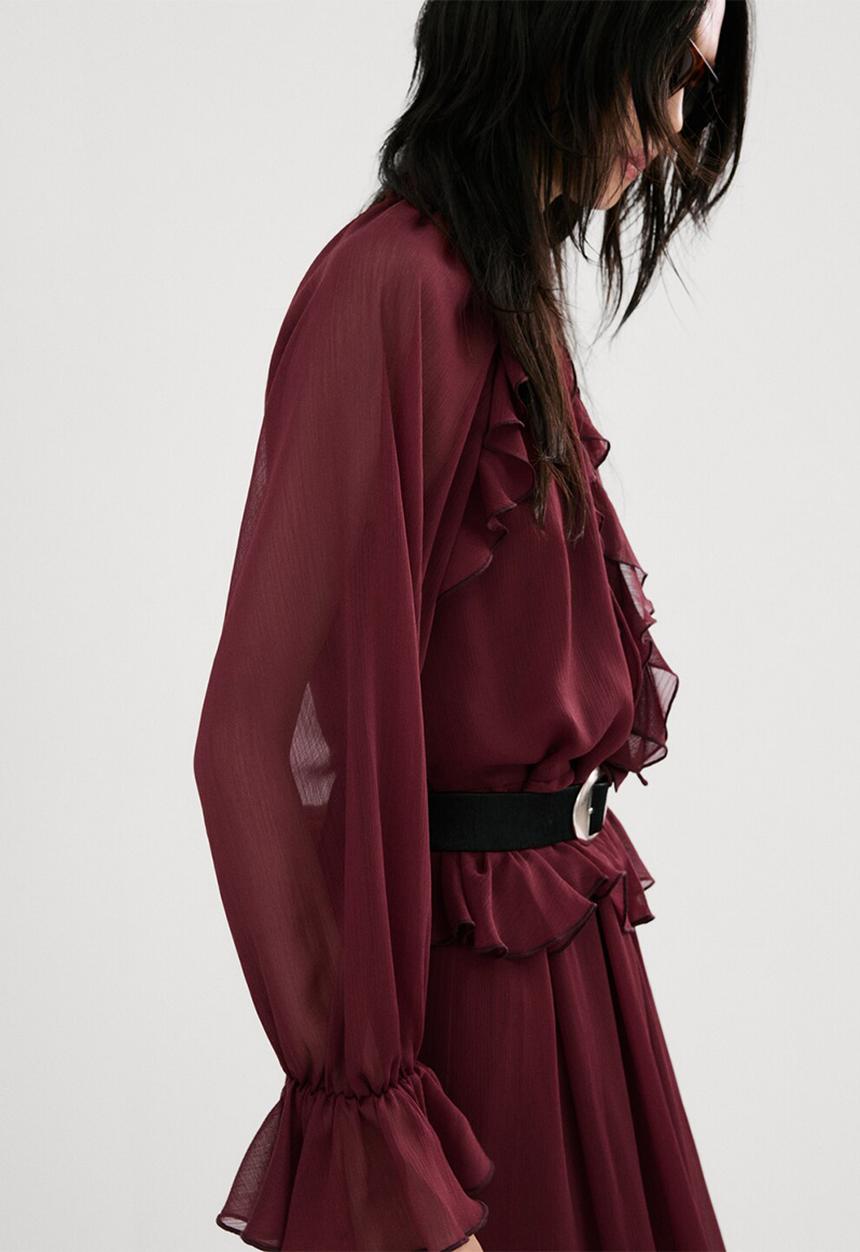 MANGO - Dress cherry- dark red