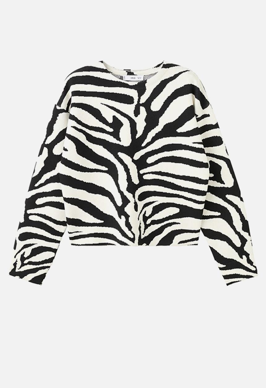 MANGO - Sweater cebrina- black