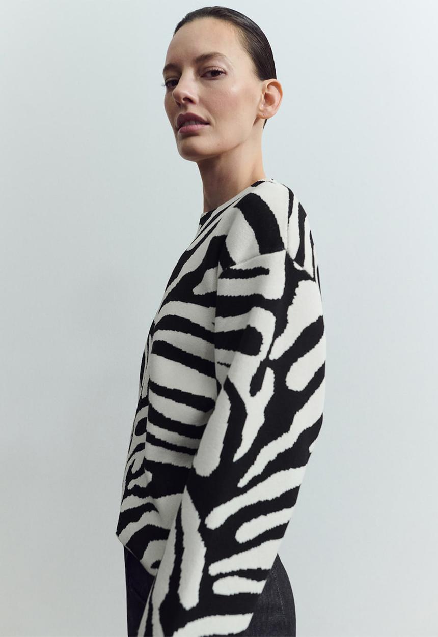 MANGO - Sweater cebrina- black