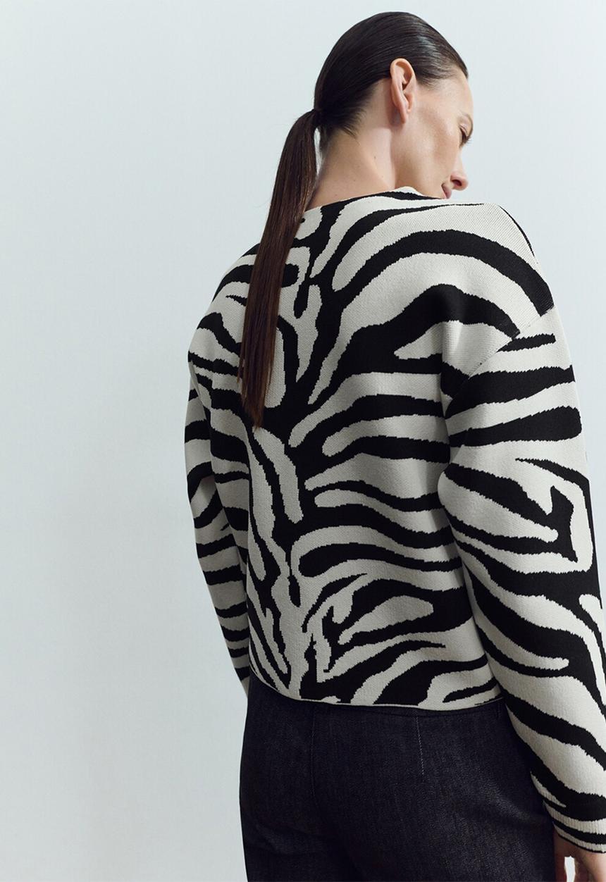 MANGO - Sweater cebrina- black