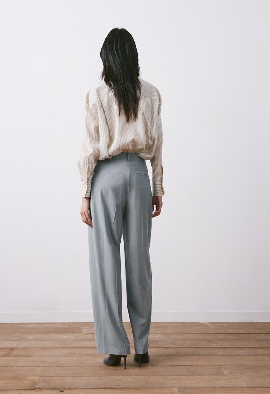 MANGO - Trousers nat- medium blue
