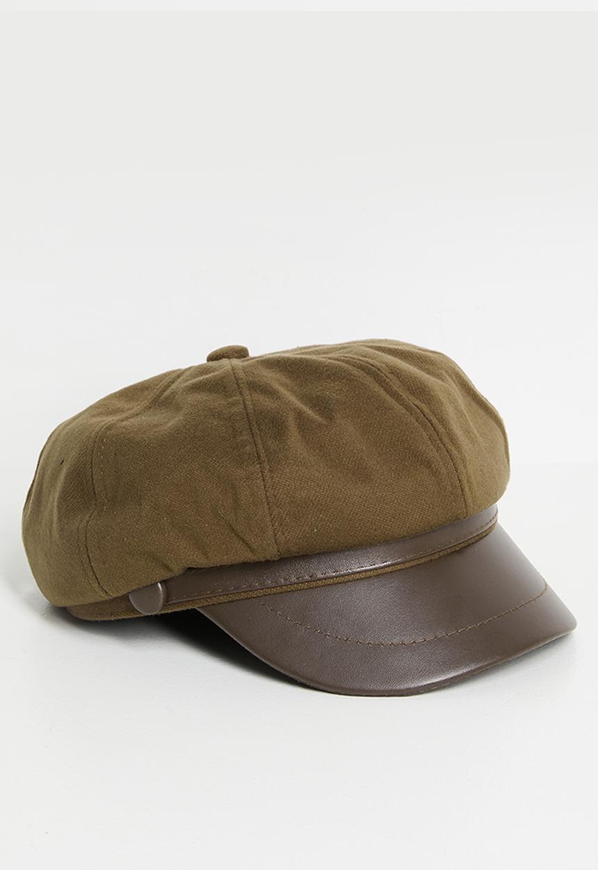 Tessa Design - Calista Pu Peak Baker Boy Hat- Brown