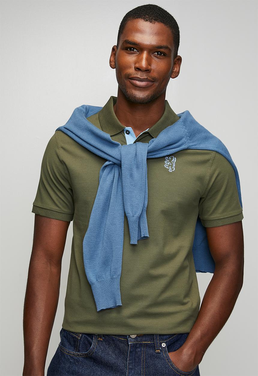 Pringle of Scotland - Aiden Slim Fit Pique Golfer - Olive