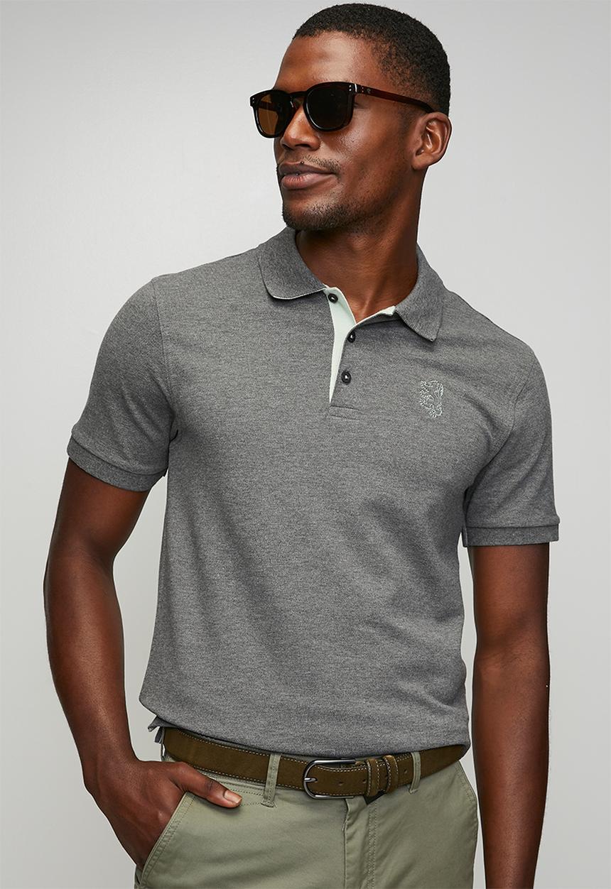 Pringle of Scotland - Aiden Slim Fit Pique Golfer - Charcoal