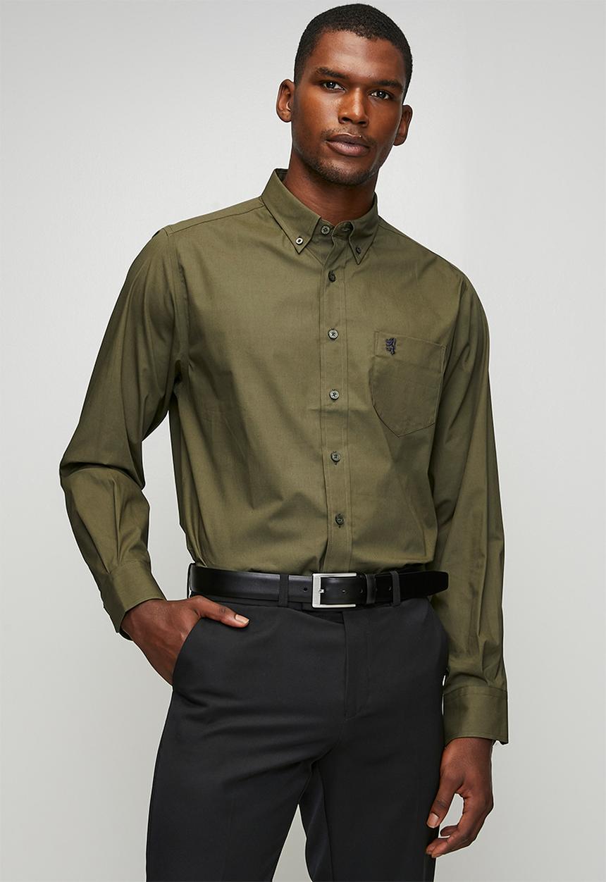 Pringle of Scotland - Jacob Long Sleeve Classic Stretch Shirt - Olive