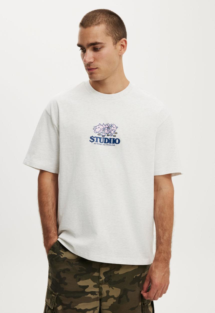 Cotton On - Everyday Fit Graphic T-Shirt - White Marle / No Problems