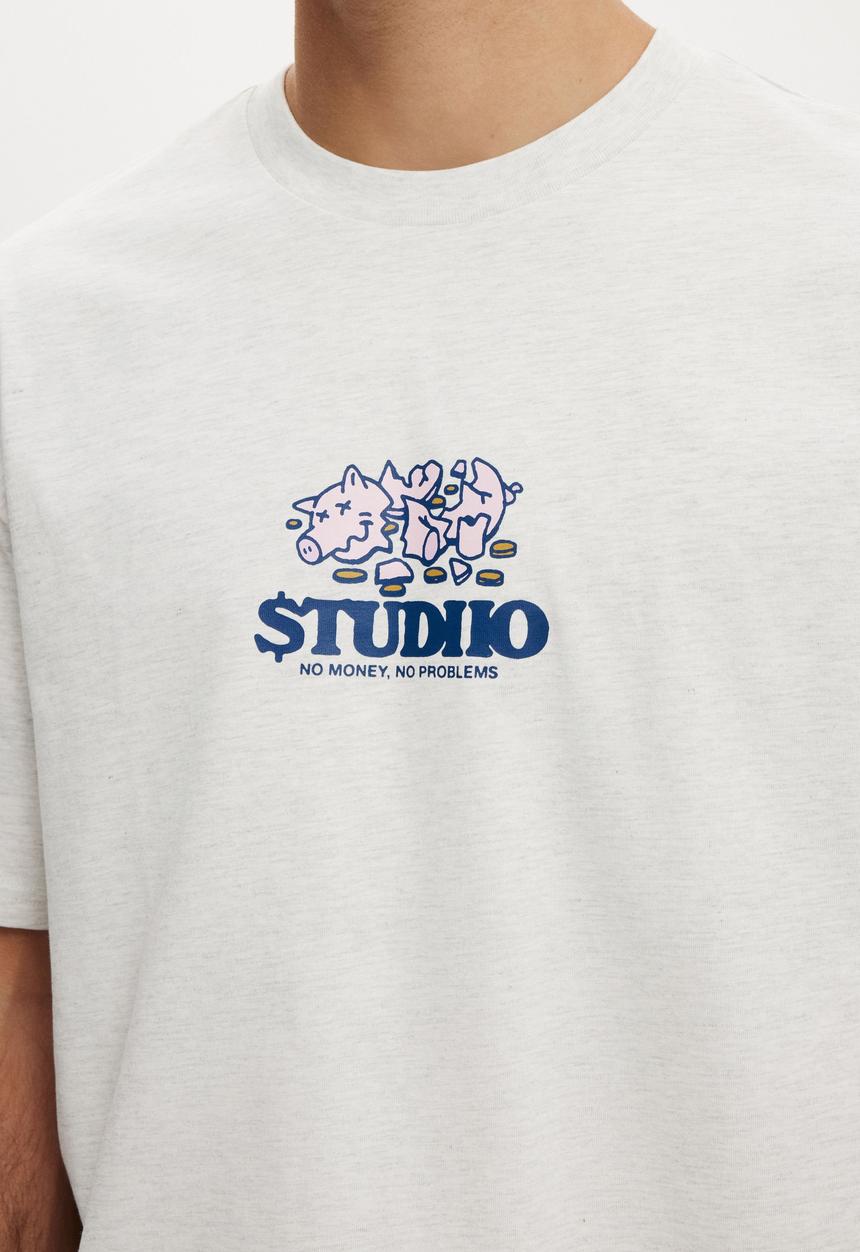 Cotton On - Everyday Fit Graphic T-Shirt - White Marle / No Problems
