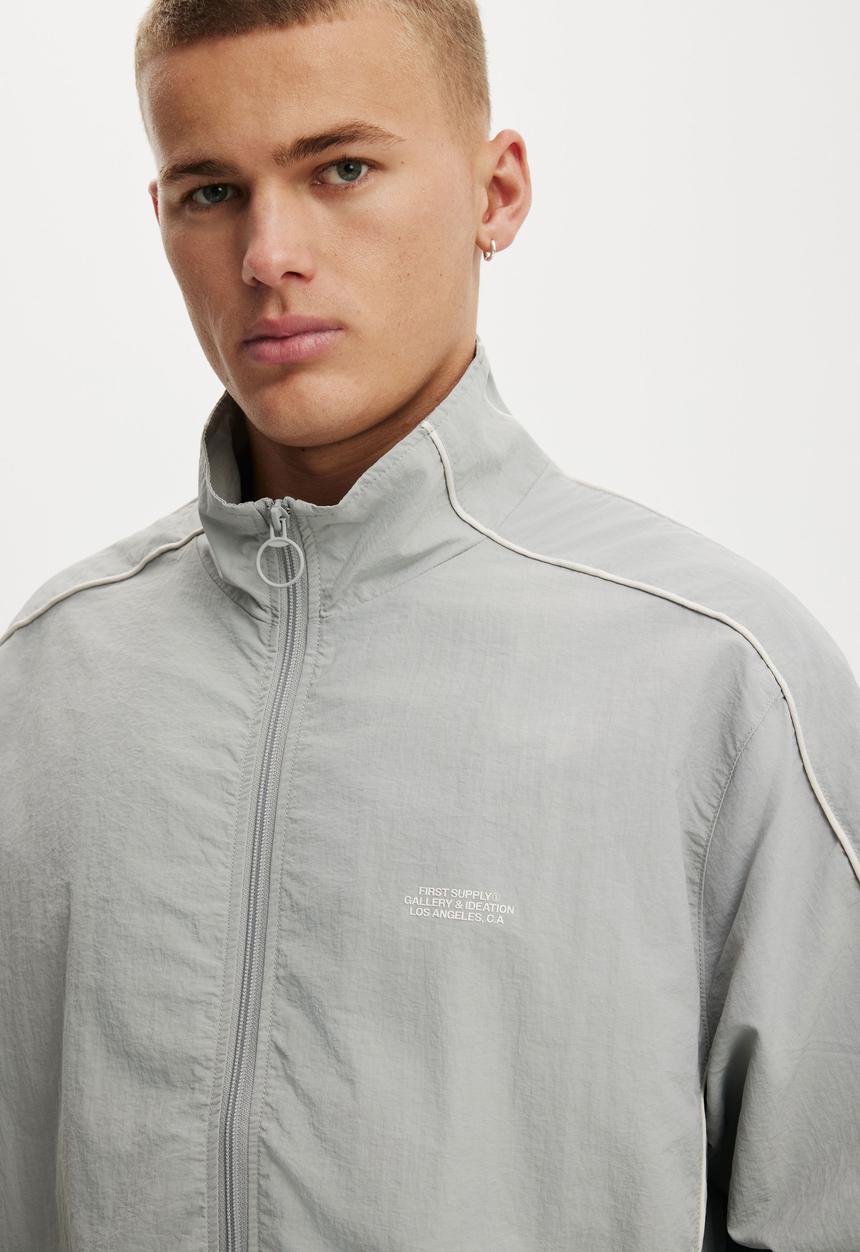 Cotton On - Panelled Spray Jacket - Grey / Bone