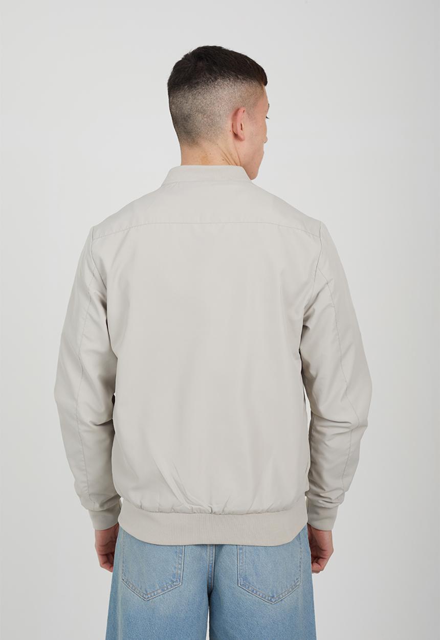Brave Soul - 50D Bomber Jacket With Ribbed Hem  - Stone