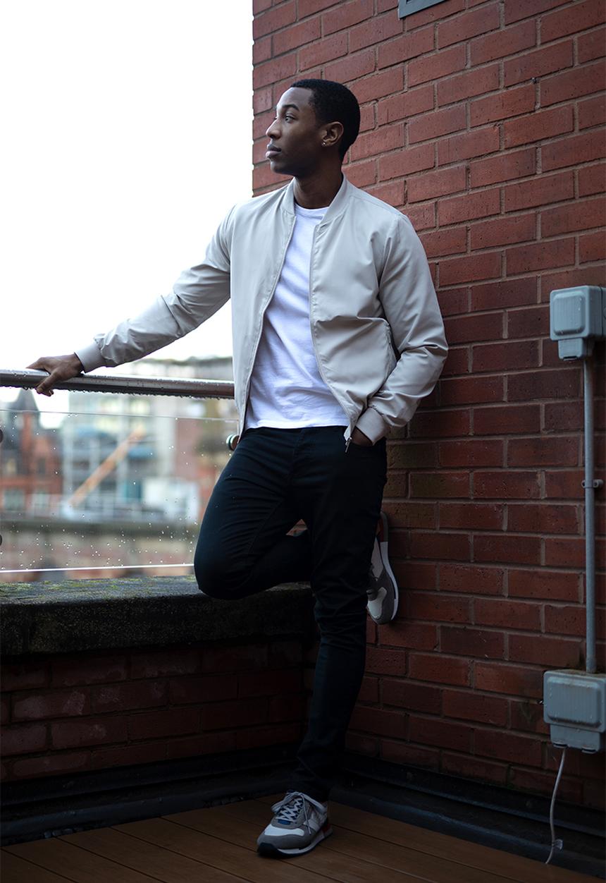 Brave Soul - 50D Bomber Jacket With Ribbed Hem  - Stone
