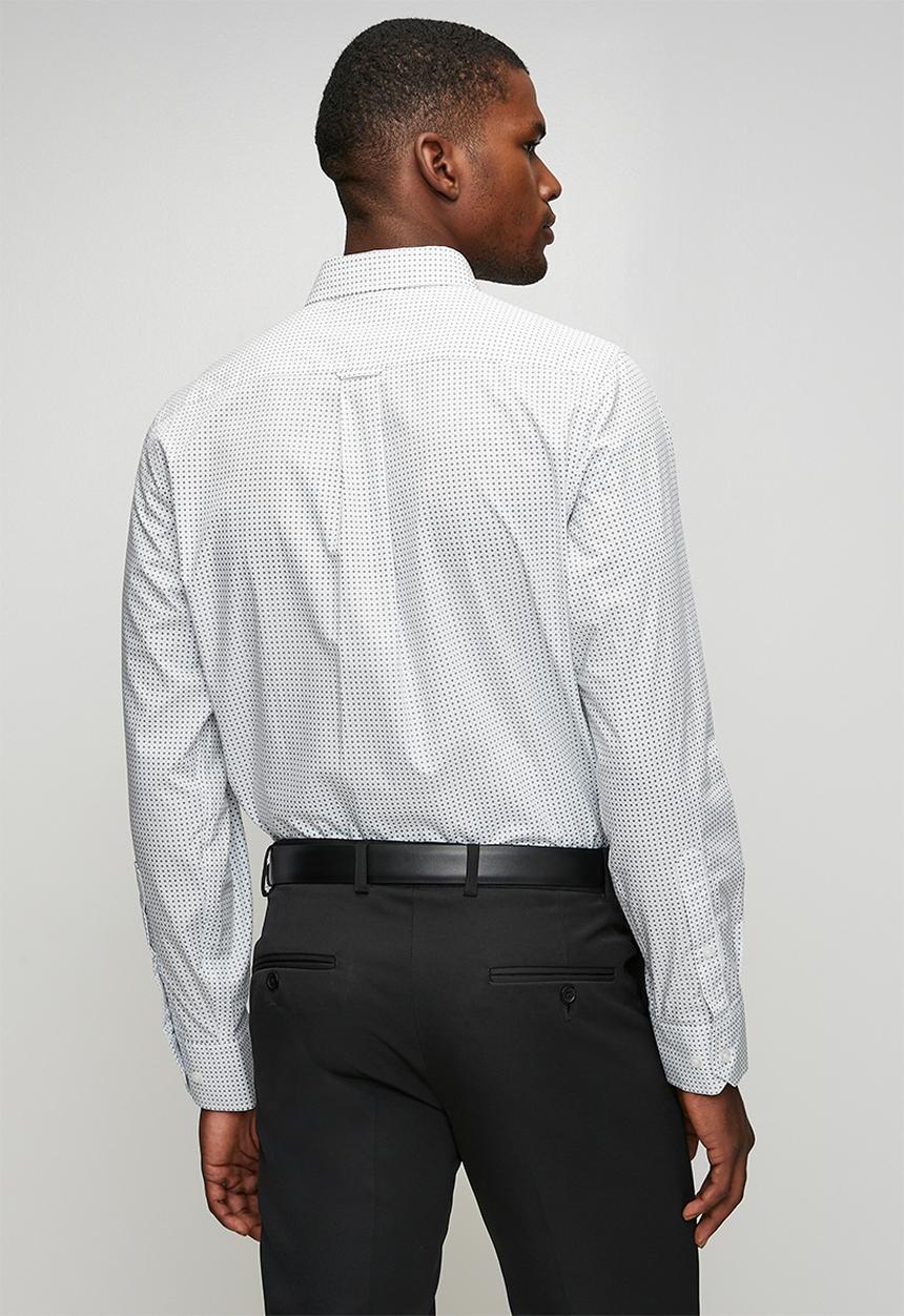 Louis Printed Long Sleeve Classic Shirt - White