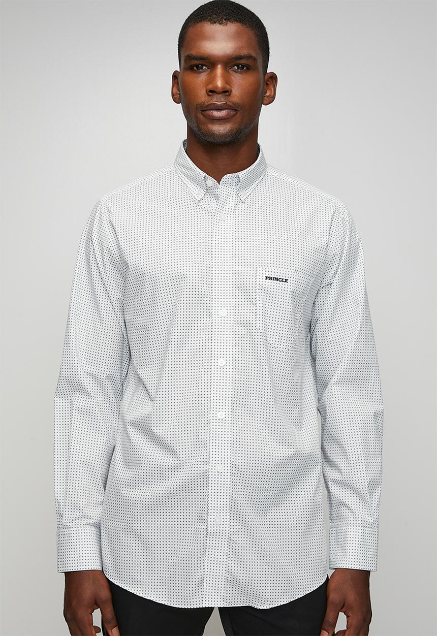Pringle of Scotland - Louis Printed Long Sleeve Classic Shirt - White