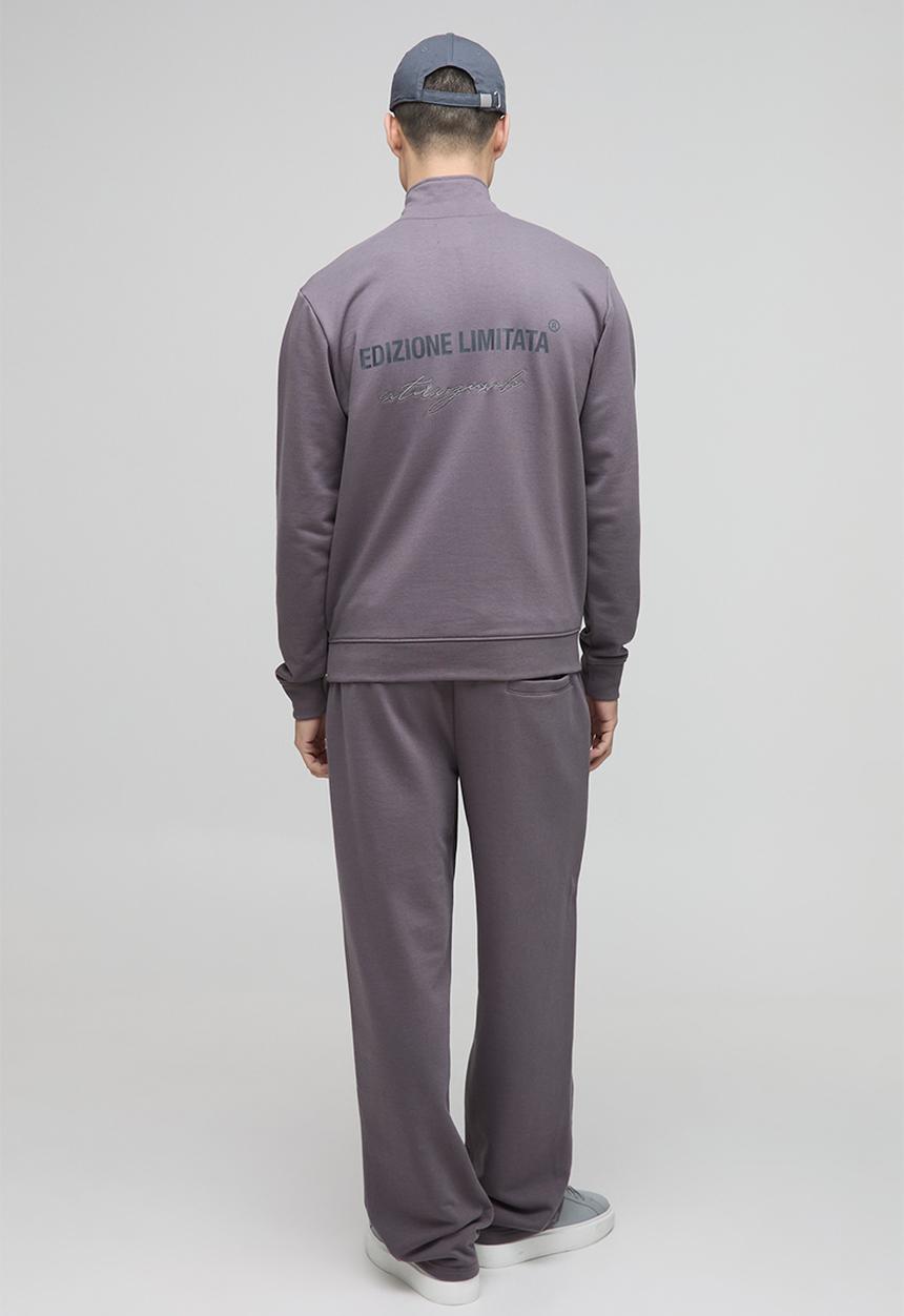 boohooMAN - Regular Fit Edizione Heavyweight Zip Funnel Neck Sweatshirt - Purple