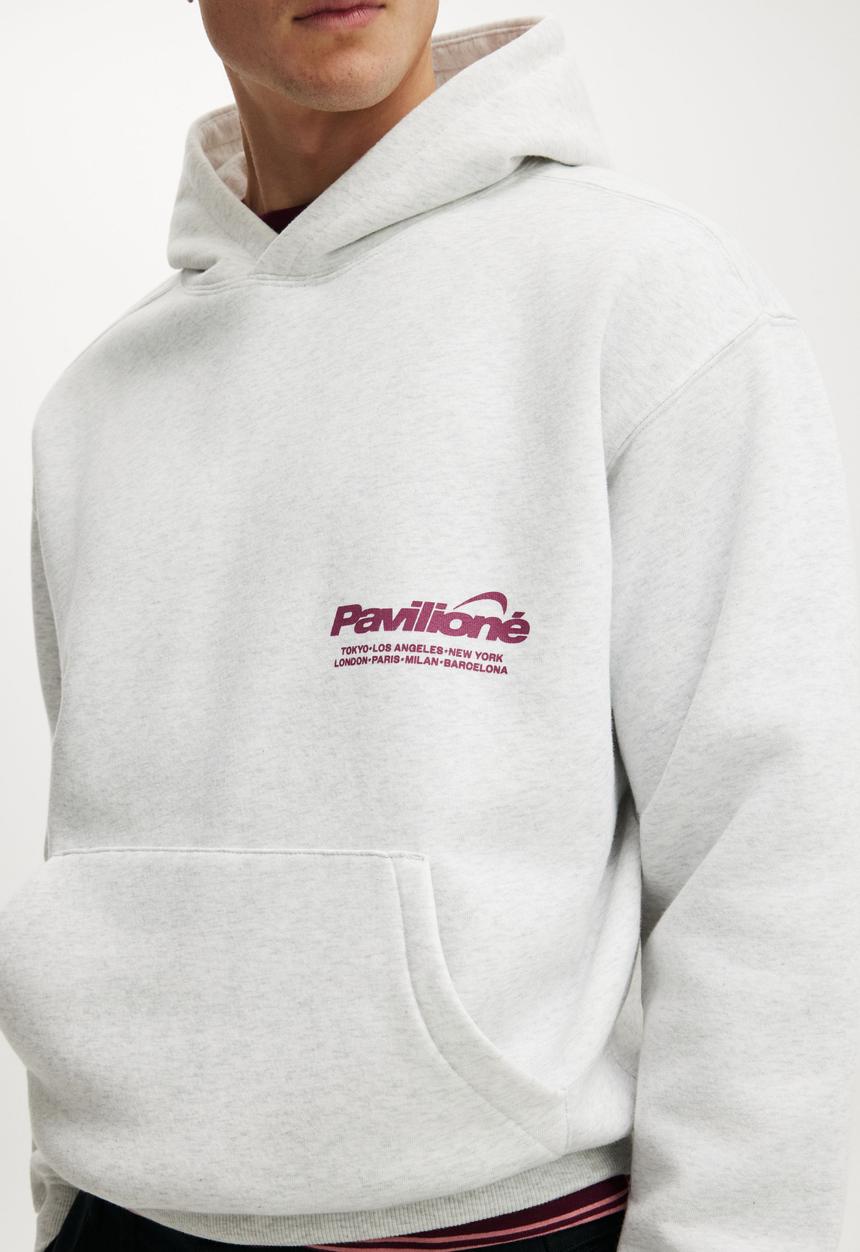 Cotton On - Box Fit Graphic Hoodie - Athletic Marle / Pavilione