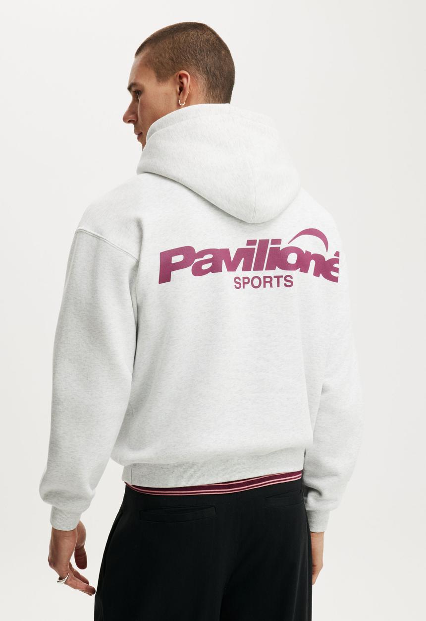 Cotton On - Box Fit Graphic Hoodie - Athletic Marle / Pavilione