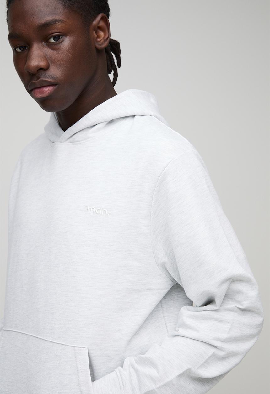 boohooMAN - Lightweight Basic Regular Fit MAN. Over The Head Hoodie and Relaxed Tapered Jogger Set-Grey Marl