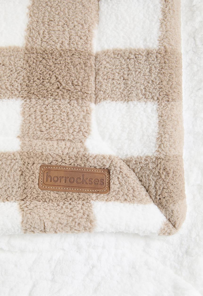 Horrockses - Sherpa Check Throw Taupe