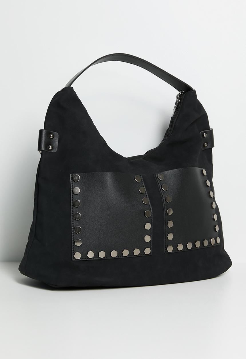Tessa Design - Amira Studded Pocket Slouch Bag - Black