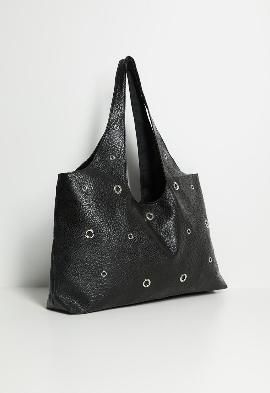 Tessa Design - Aila Eyelet Slouch Tote Bag - Black