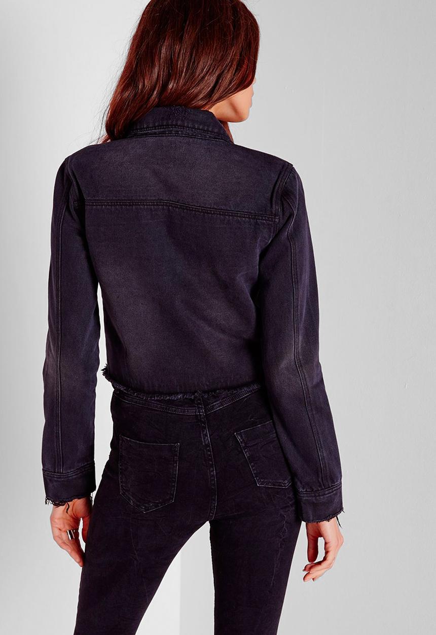 Missguided - Cropped Raw Hem Denim Jacket