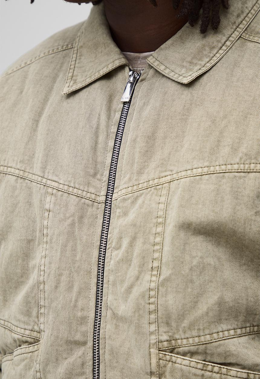 boohooMAN - Regular Fit Washed Twill Pocket Collared Bomber Jacket - Olive