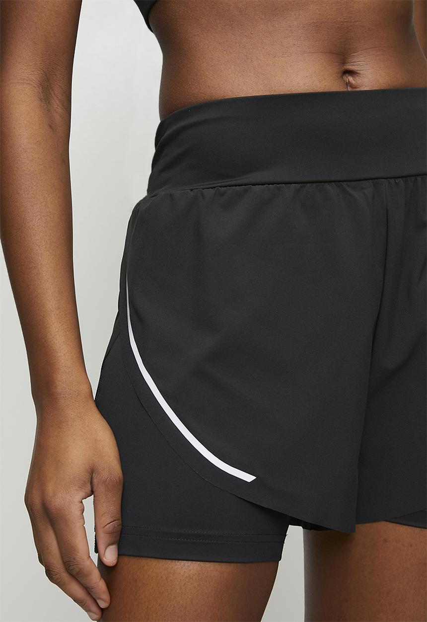 Reebok - Lux Metallic 2-In-1 Running Shorts - Black/Metallic