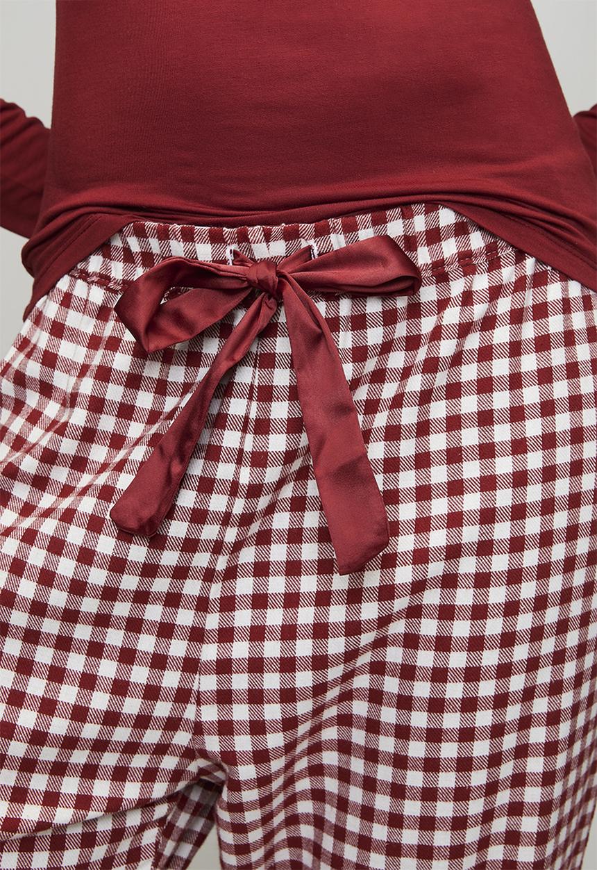Hunkemoller - Twill Check Pajama set - red dahlia