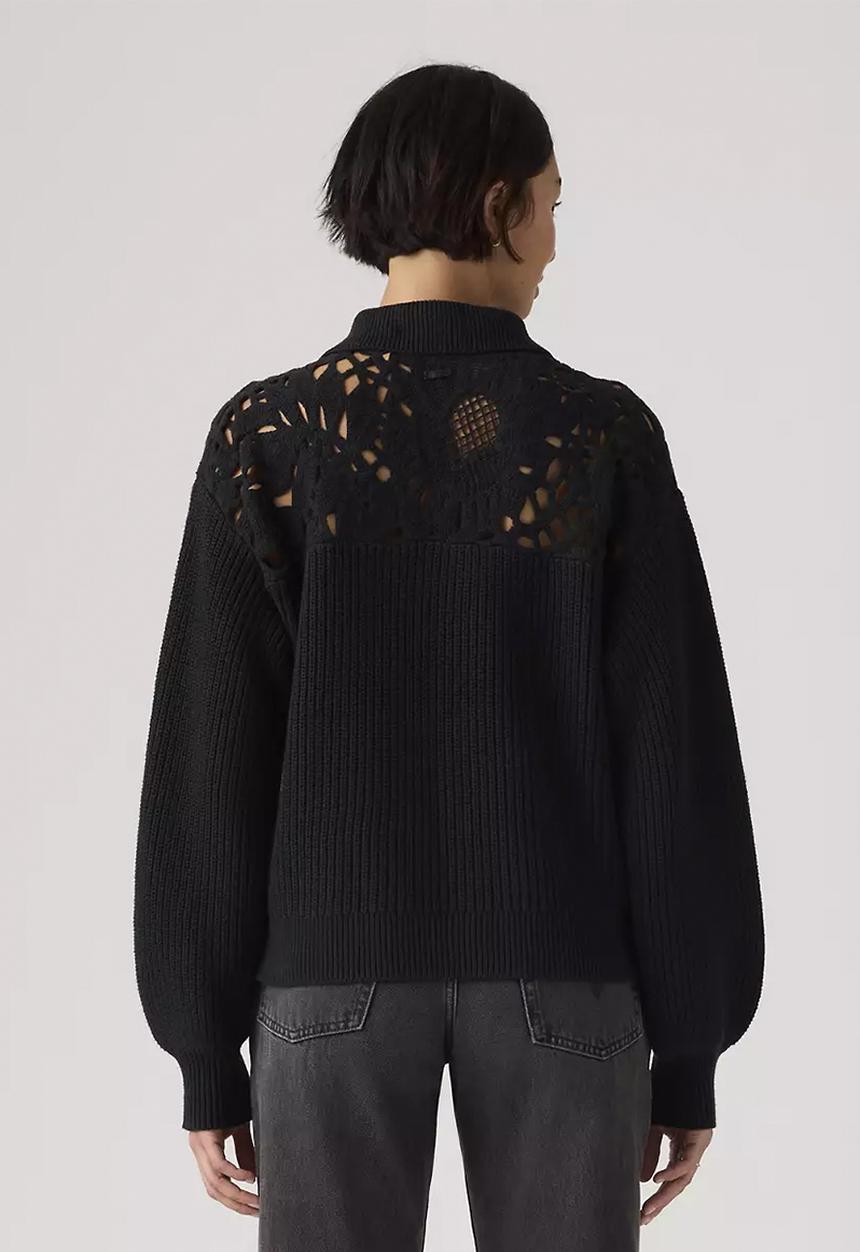 Levi’s® - Bianca crochet polo sweater - anthracite night cotton blend