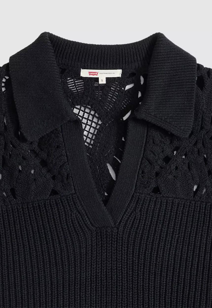 Levi’s® - Bianca crochet polo sweater - anthracite night cotton blend