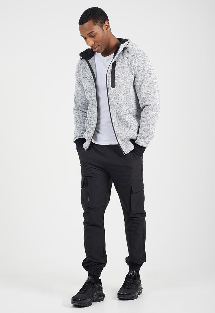 Brave Soul - Long Sleeved Full Zip Through - Grey Grindle / Jet Black