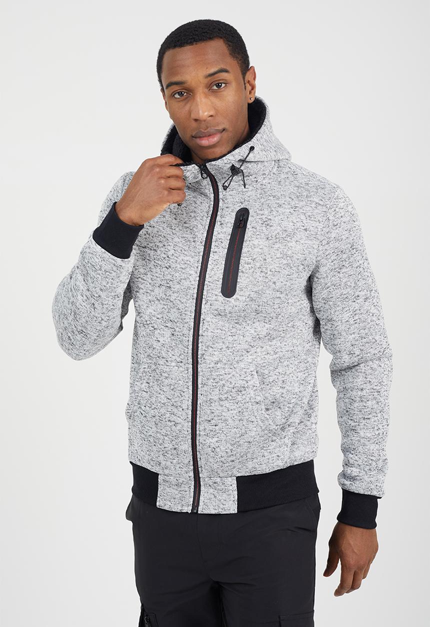 Brave Soul - Long Sleeved Full Zip Through - Grey Grindle / Jet Black