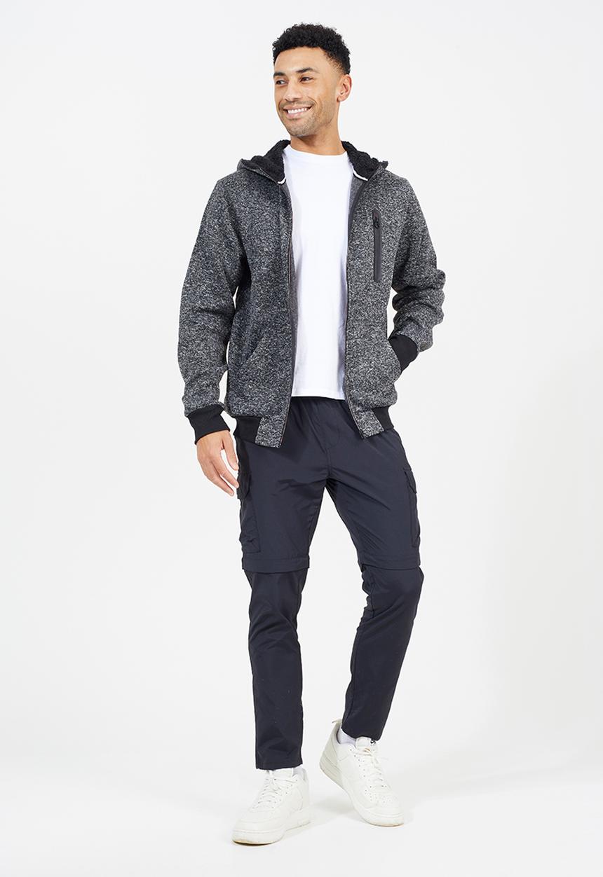 Brave Soul - Long Sleeved Full Zip Through - Black Grindle / Jet Black
