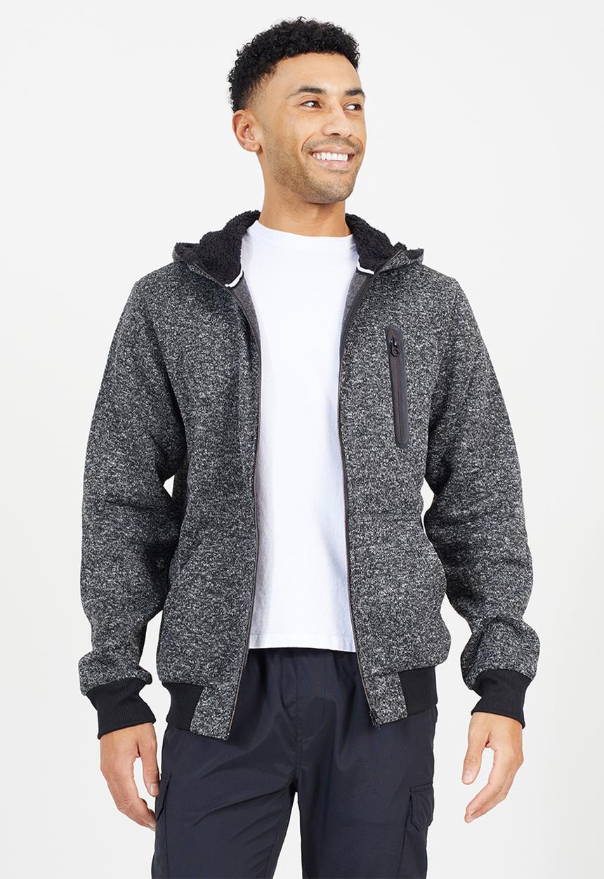 Brave Soul - Long Sleeved Full Zip Through - Black Grindle / Jet Black