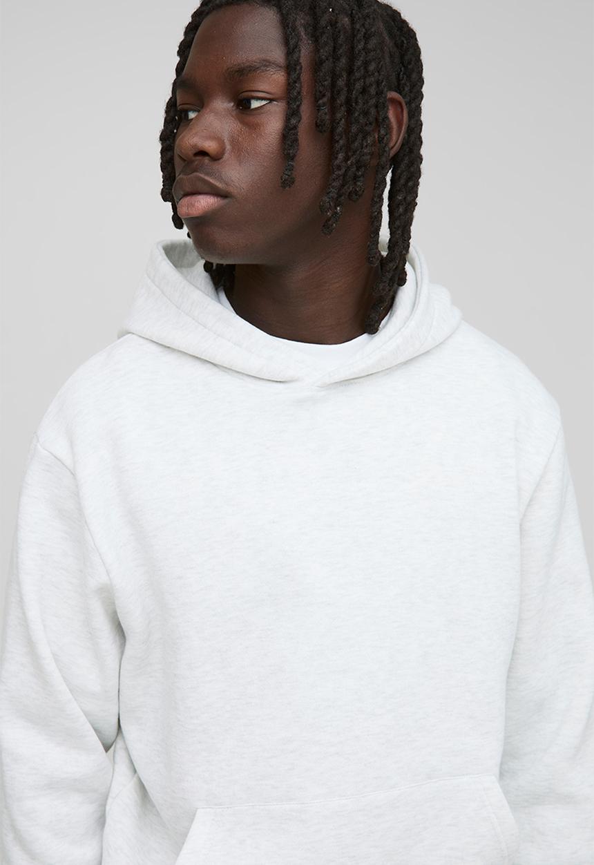 boohooMAN - Basic Regular Fit Over the Head Hoodie - Grey Marl