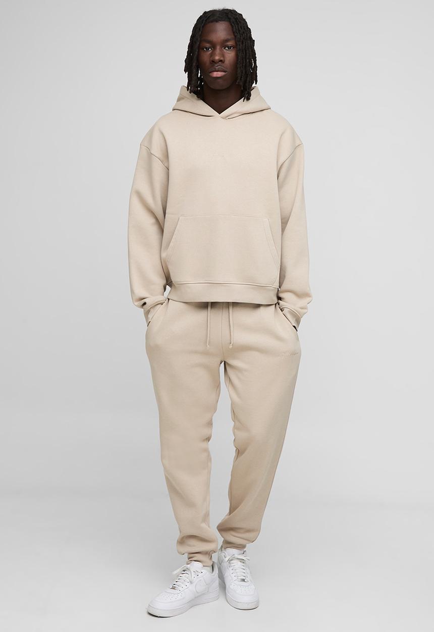 boohooMAN - Basic BM Signature Oversized Boxy Hoodie - Stone
