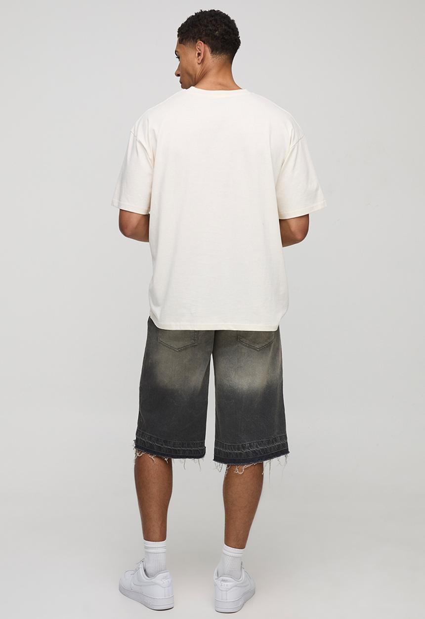 boohooMAN - Stone Oversized M Star T-Shirt-Stone