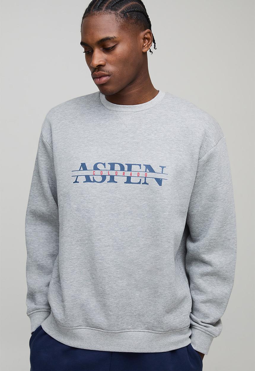 boohooMAN - Oversized Aspen Sweatshirt - Grey Marl