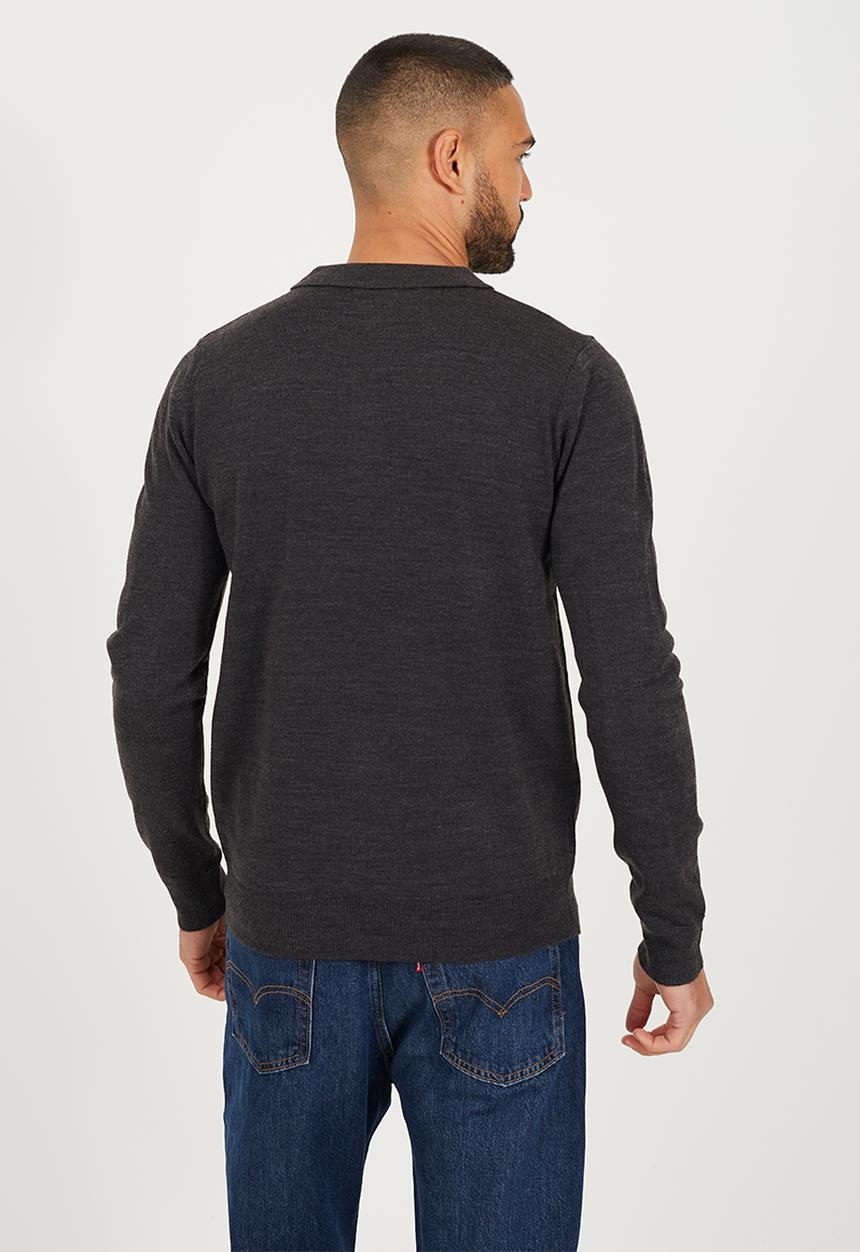 Brave Soul - Branded Button Placket - Dark Charcoal Marl